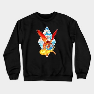 Red Dragon Breathing Fire - White - Fantasy Crewneck Sweatshirt